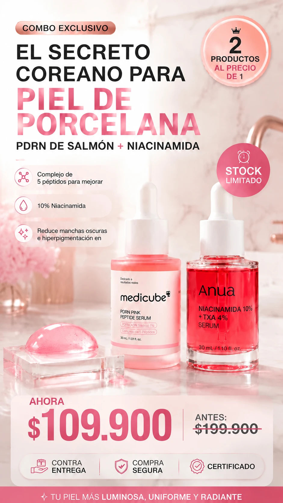Combo de Serum Medicube PDRN y Anua 30ml